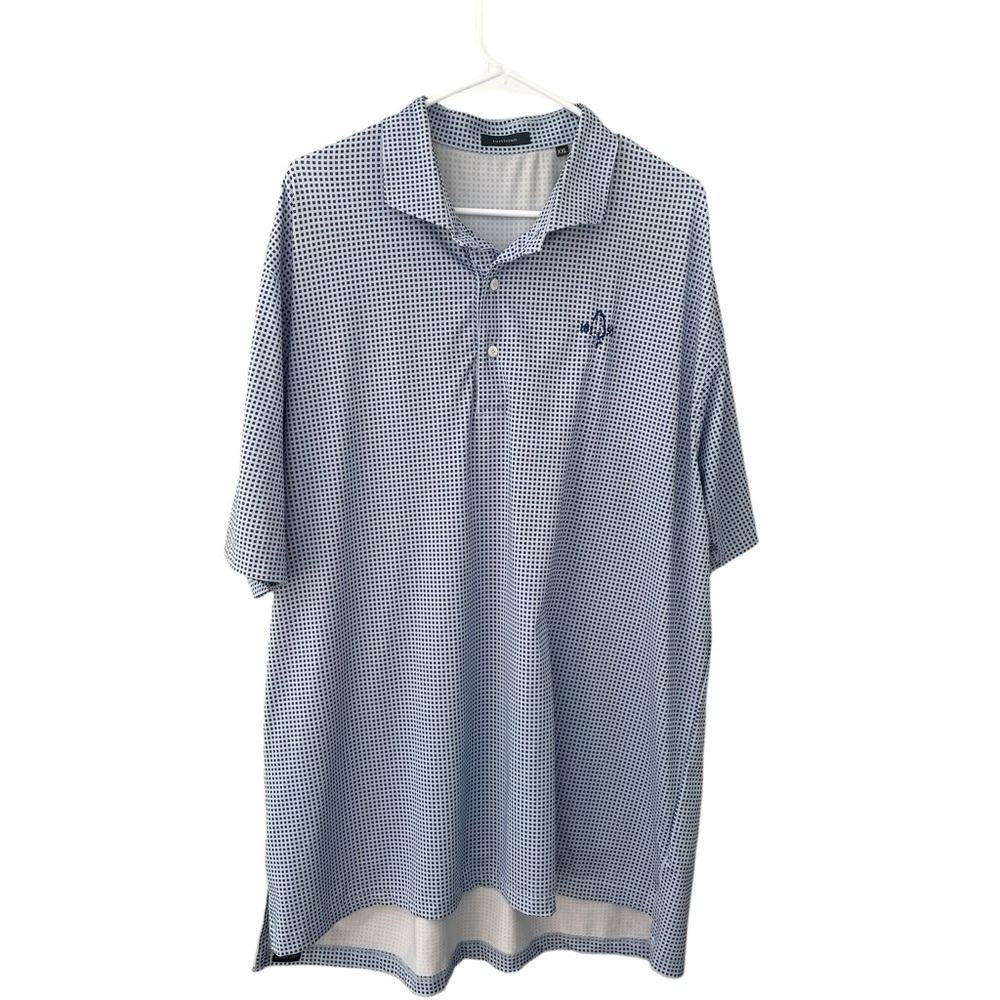 Turtleson Men's Blue Mini Check Moisture Wicking Golf Polo XXL
